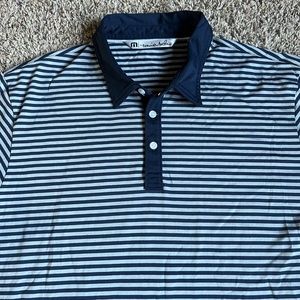 Travis Mathew Golf Polo Shirt XL Sun America Blue Stripes